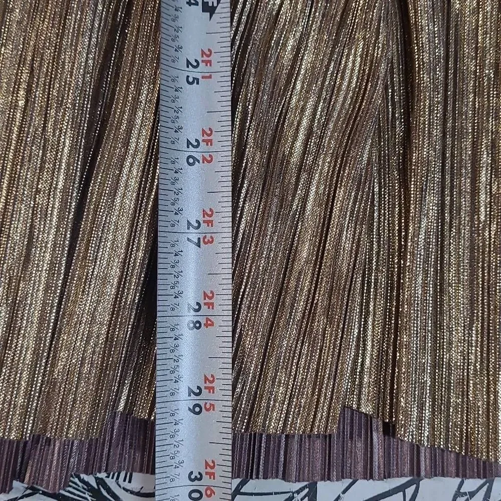 Topshop Gold Pleated Midi Skirt - Picture 5 of 7
